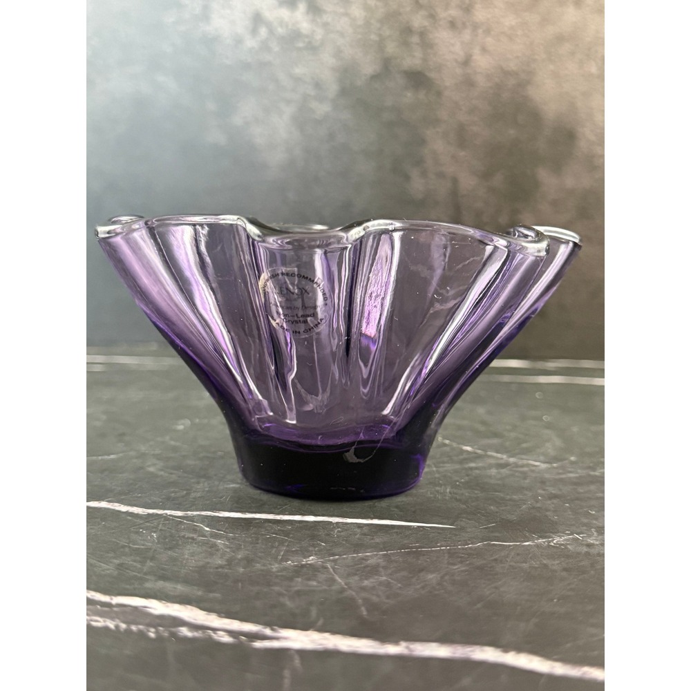 VTG Lenox Organics Amethyst Purple Wave Ruffled Glass Bowl 5.5X3 MINT!